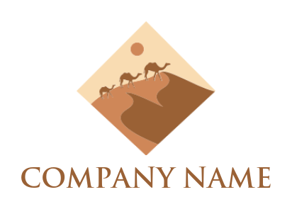 make a travel logo dessert with camels in rhombus - logodesign.net