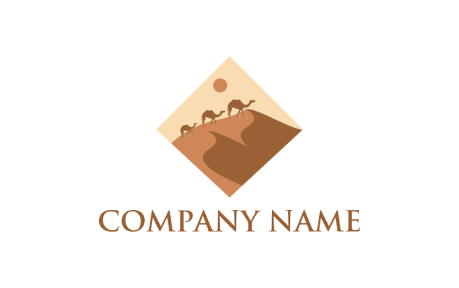 make a travel logo dessert with camels in rhombus - logodesign.net