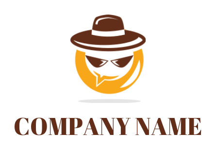 detective speech bubble with hat and sunglasses logo icon