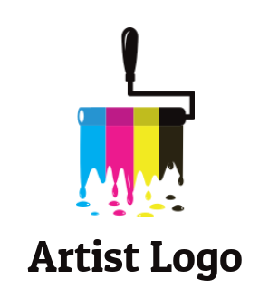 printing logo colors paint dripping from roller