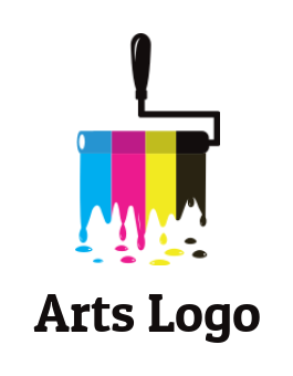 printing logo colors paint dripping from roller