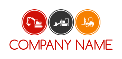 design a construction logo digger crane and lifter in circles