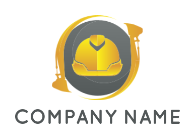 construction logo crane around construction hat