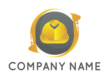 construction logo crane around construction hat