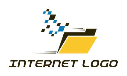 IT logo online digital folder with flying pixels