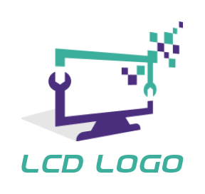 create an IT logo digital LCD with wrench