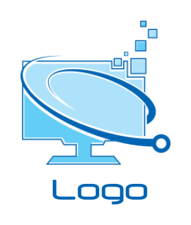 create an IT logo digital monitor with swoosh