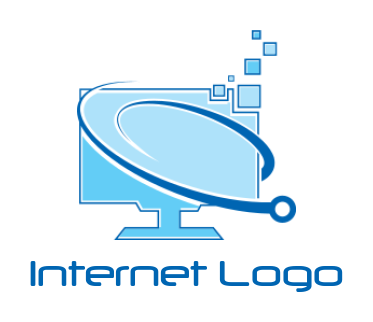 create an IT logo digital monitor with swoosh