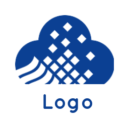 IT logo icon digital pixel forming cloud inside it