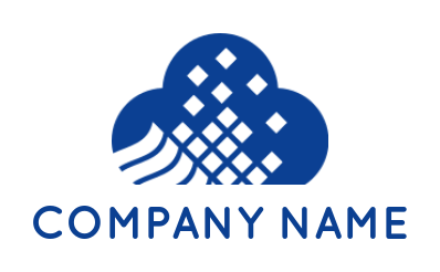 IT logo icon digital pixel forming cloud inside it