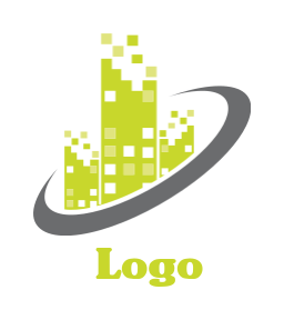 real estate logo online digital pixels building
