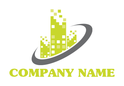 real estate logo online digital pixels building