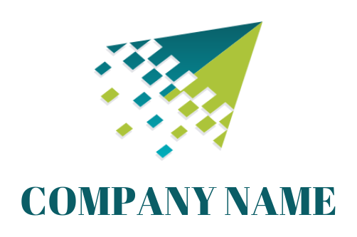 marketing logo of pixels with arrow paper plane