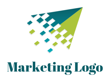 marketing logo of pixels with arrow paper plane