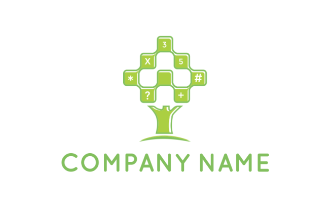 accounting logo maker digital tree with mathematics signs 