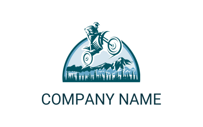Dirt Bike Jumping In Front Of Mountains Logo Template By Logodesign Net