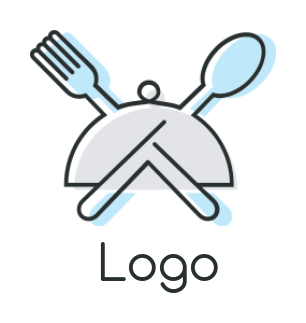 restaurant logo dish cover with fork and spoon
