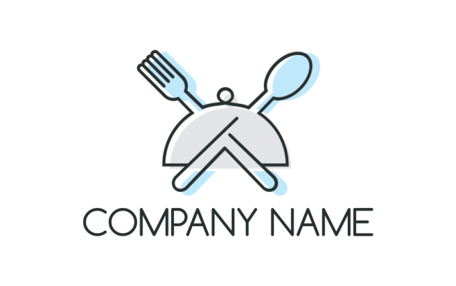 restaurant logo dish cover with fork and spoon