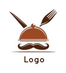 restaurant logo dish cover fork knife & mustache