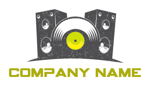 entertainment logo illustration disk in front of speaker - logodesign.net