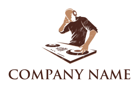 design a music logo disk jockey at turn table playing discs