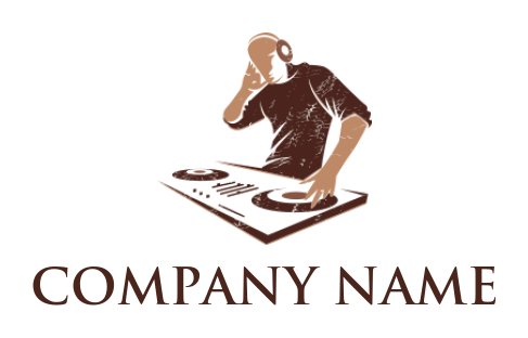 design a music logo disk jockey at turn table playing discs