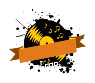 music logo disk with music notes and splashes