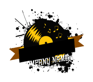 music logo icon disk with music notes and splashes - logodesign.net