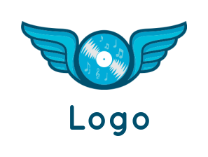 generate a music logo of disk with wings