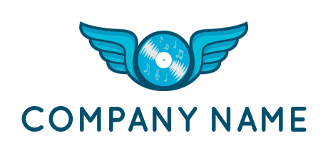 generate a music logo of disk with wings