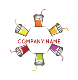 restaurant logo of disposable glasses on polygon