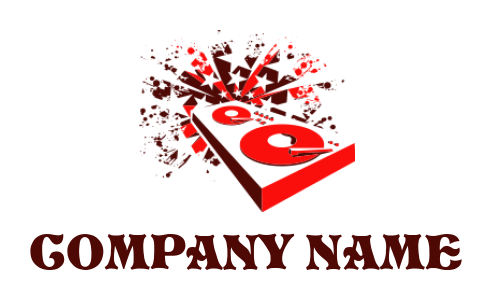 Music logo DJ deck with stars and rays