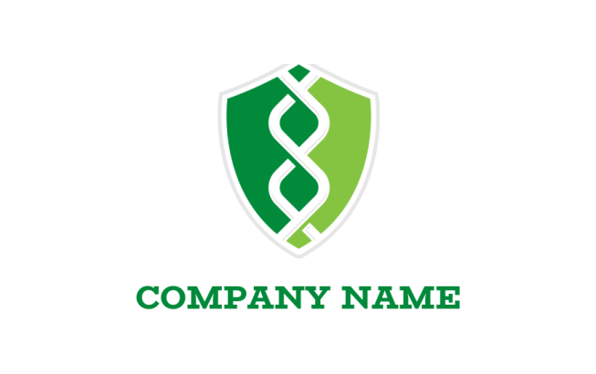 generate a medical logo of DNA inside shield