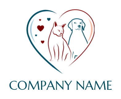 generate a pet logo dog and cat in heart
