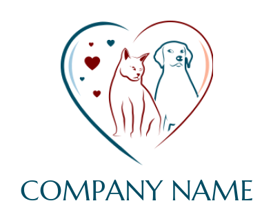 generate a pet logo dog and cat in heart