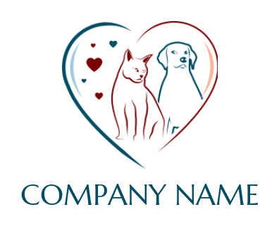 create a pet logo dog and cat in heart - logodesign.net