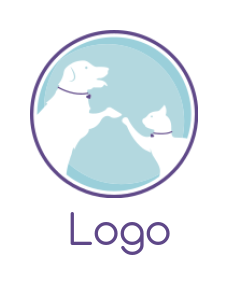 pet logo template dog and cat silhouette in circle pet - logodesign.net