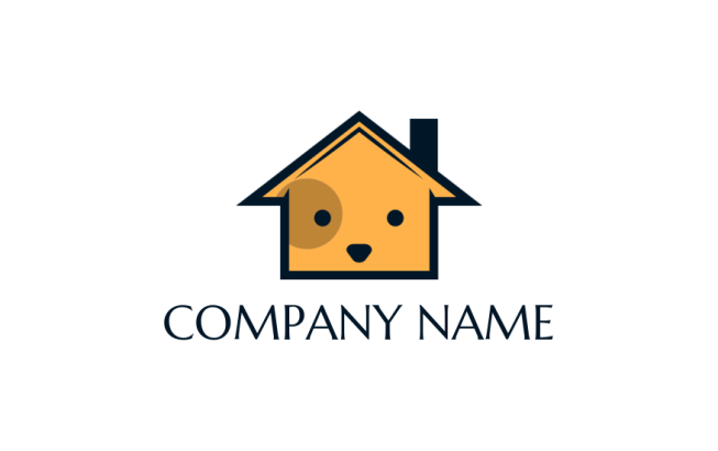 pet logo maker dog face merged with house - logodesign.net