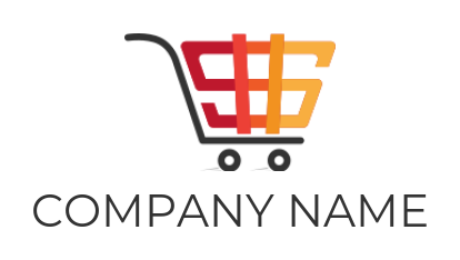 Generate a logo of Dollar sign forming shopping cart