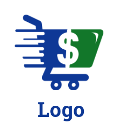 make an investment logo dollar sign in trolley/ grocery cart