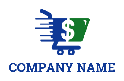 make an investment logo dollar sign in trolley/ grocery cart