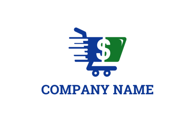 make an investment logo dollar sign in trolley/ grocery cart