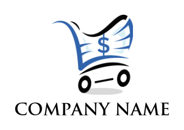 Edit a logo of dollar sign incorporated with shopping cart