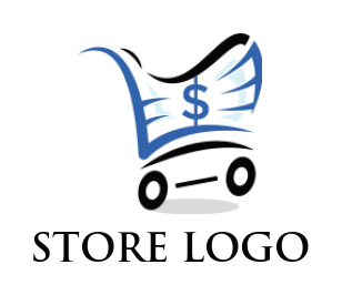 eshop logo dollar sign in shopping cart
