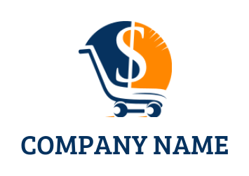 Dollar sign incorporated with shopping cart logo creator