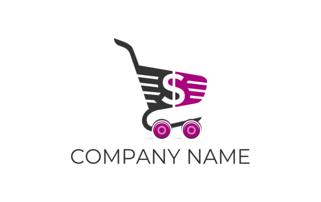 Dollar sign incorporated with shopping cart logo sample