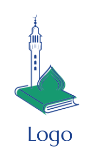 religious logo icon dome and minaret on book - logodesign.net