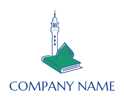 dome and minaret on book logo design