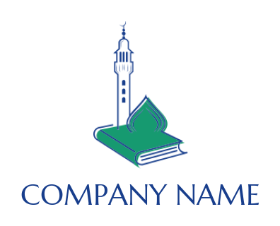 religious logo icon dome and minaret on book - logodesign.net