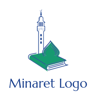 religious logo icon dome and minaret on book - logodesign.net